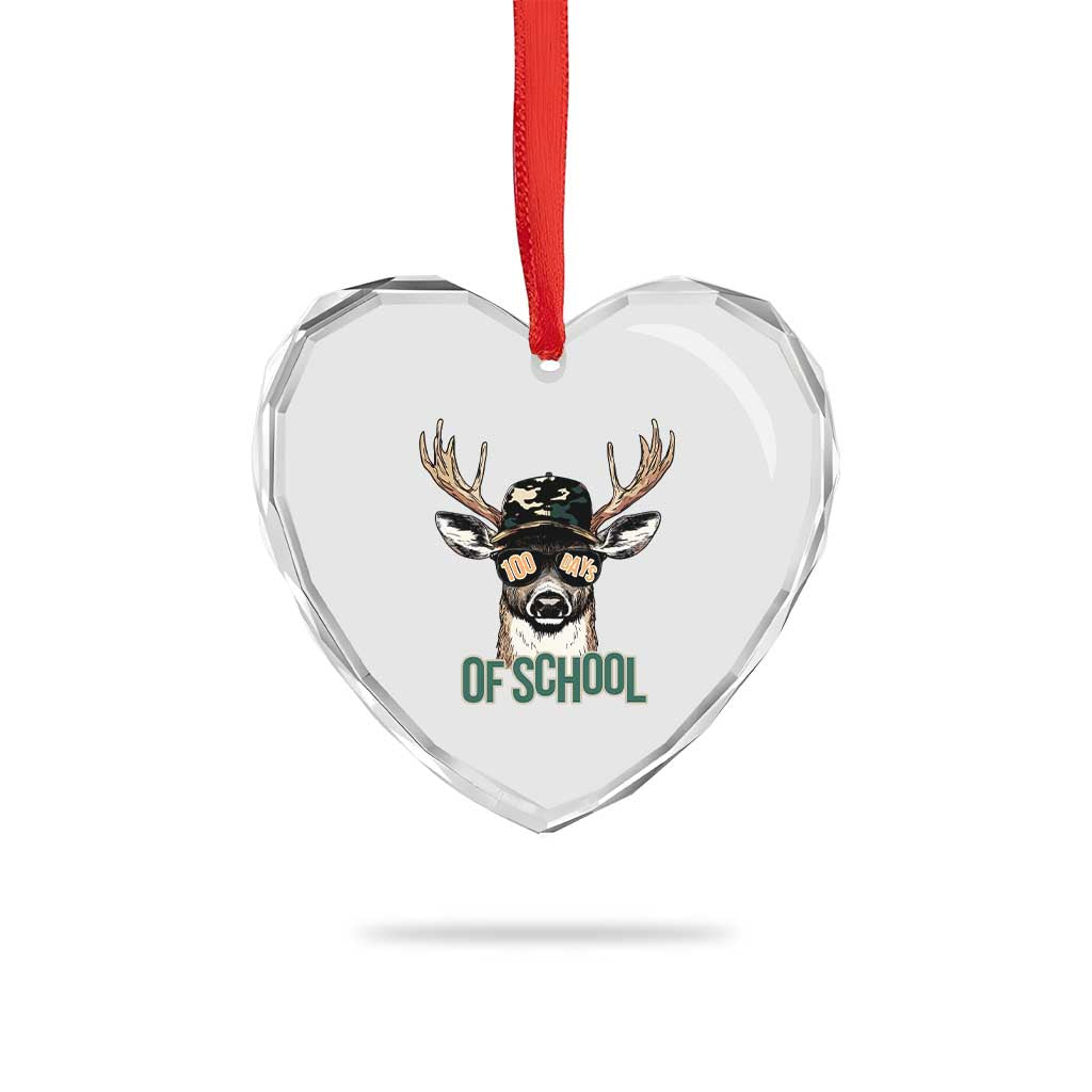 Bucked' 100 Days Of School Heart Crystal Glass Ornament Deer Student Boy Girls 100th Day - Wonder Print Shop