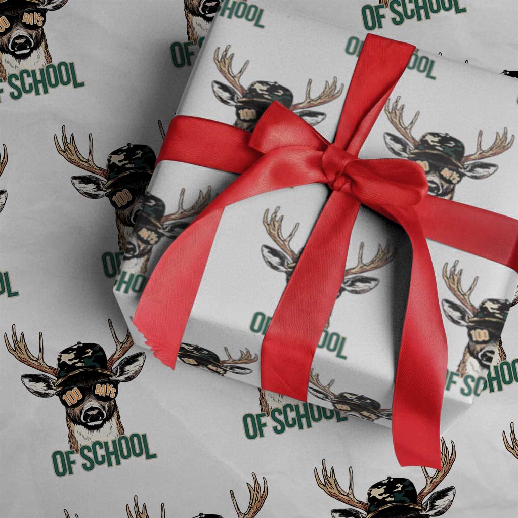 Bucked' 100 Days Of School Wrapping Paper Roll Deer Student Boy Girls 100th Day - Wonder Print Shop