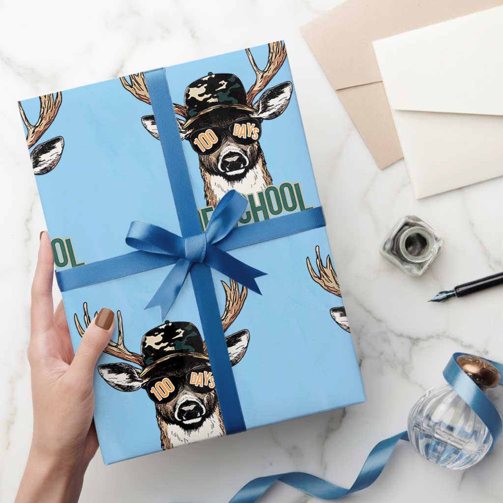 Bucked' 100 Days Of School Wrapping Paper Roll Deer Student Boy Girls 100th Day - Wonder Print Shop