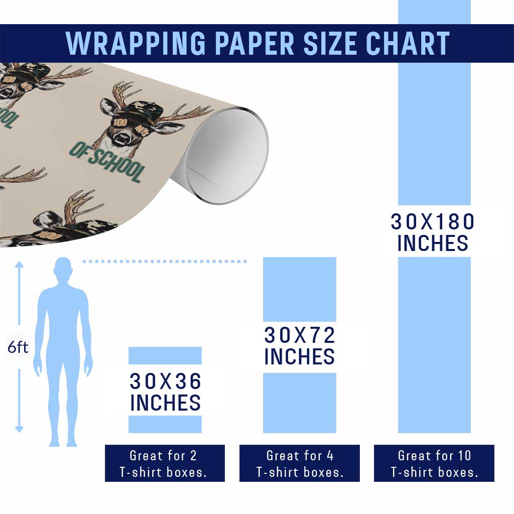 Bucked' 100 Days Of School Wrapping Paper Roll Deer Student Boy Girls 100th Day - Wonder Print Shop