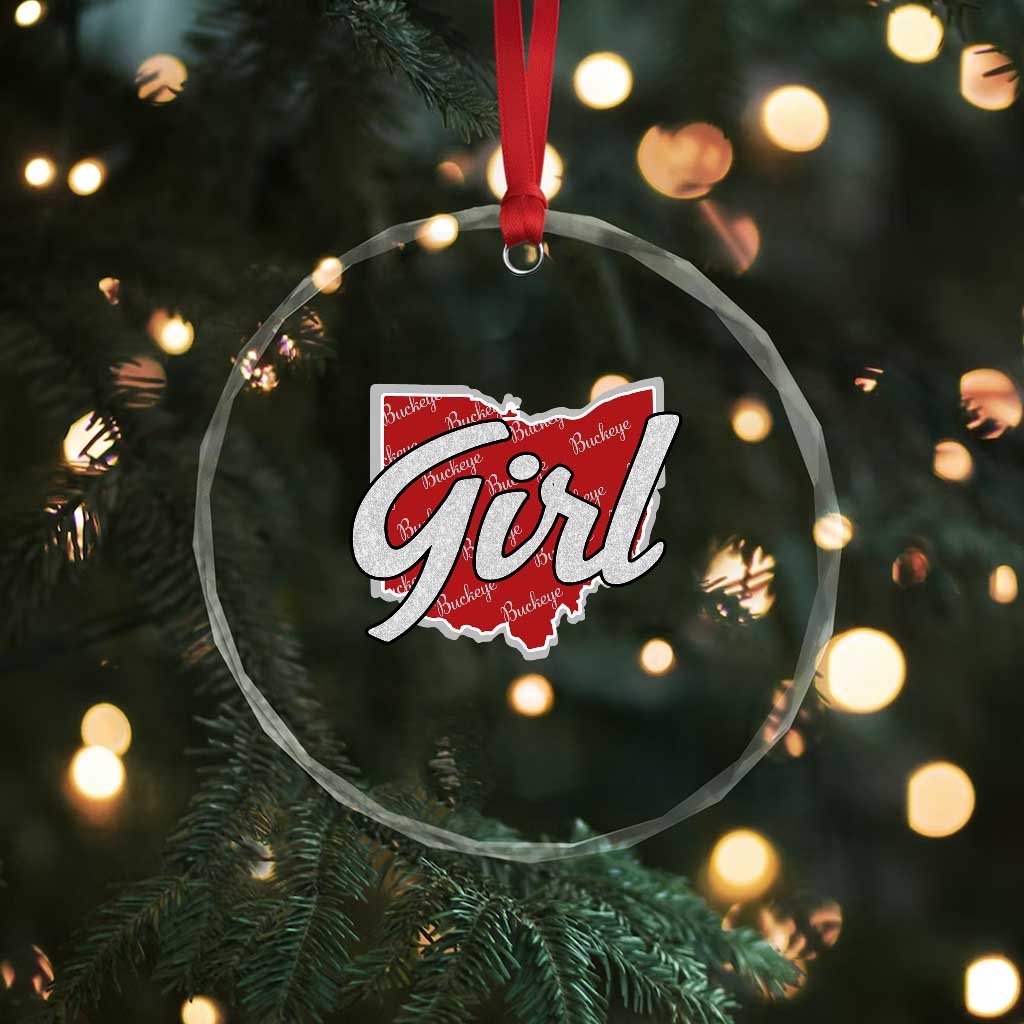Buckeye Girl Ohio Home State Crystal Glass Ornament - Wonder Print Shop