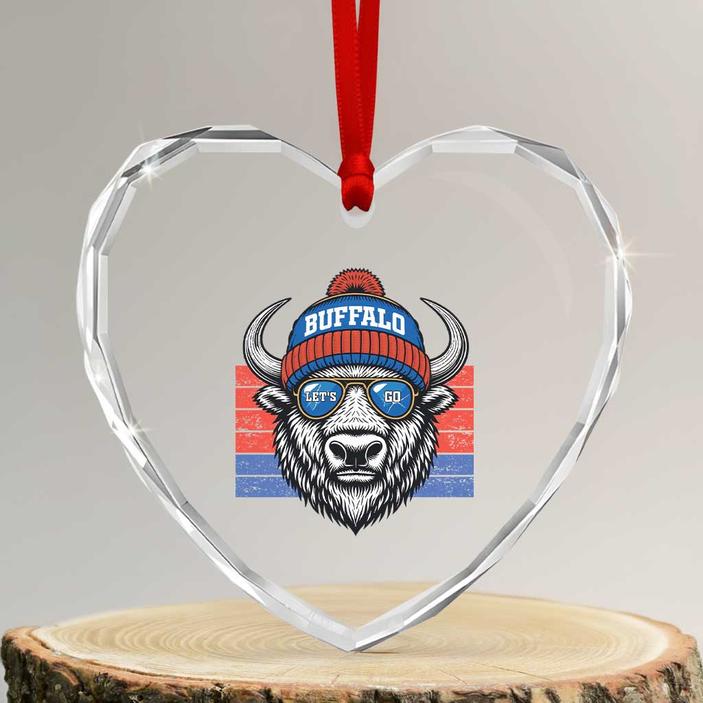 Buffalo Football Heart Crystal Glass Ornament Vintage 90s Bill Fan Game Day - Wonder Print Shop