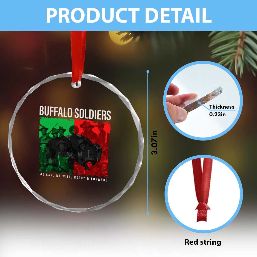 Buffalo Soldiers Crystal Glass Ornament 9th and 10th Cavalry Afro African American Heros TS10