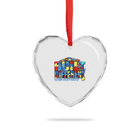 Built Different Autism Acceptance Puzzle Piece Graphic Heart Crystal Glass Ornament Inspirational Neurodiversity Support