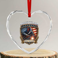 Built To Last Proud Welder Heart Crystal Glass Ornament Blue Collar American Dad Gift