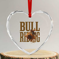 Bull Riding Cowboy Western Texas Rodeo Life Heart Crystal Glass Ornament - Wonder Print Shop
