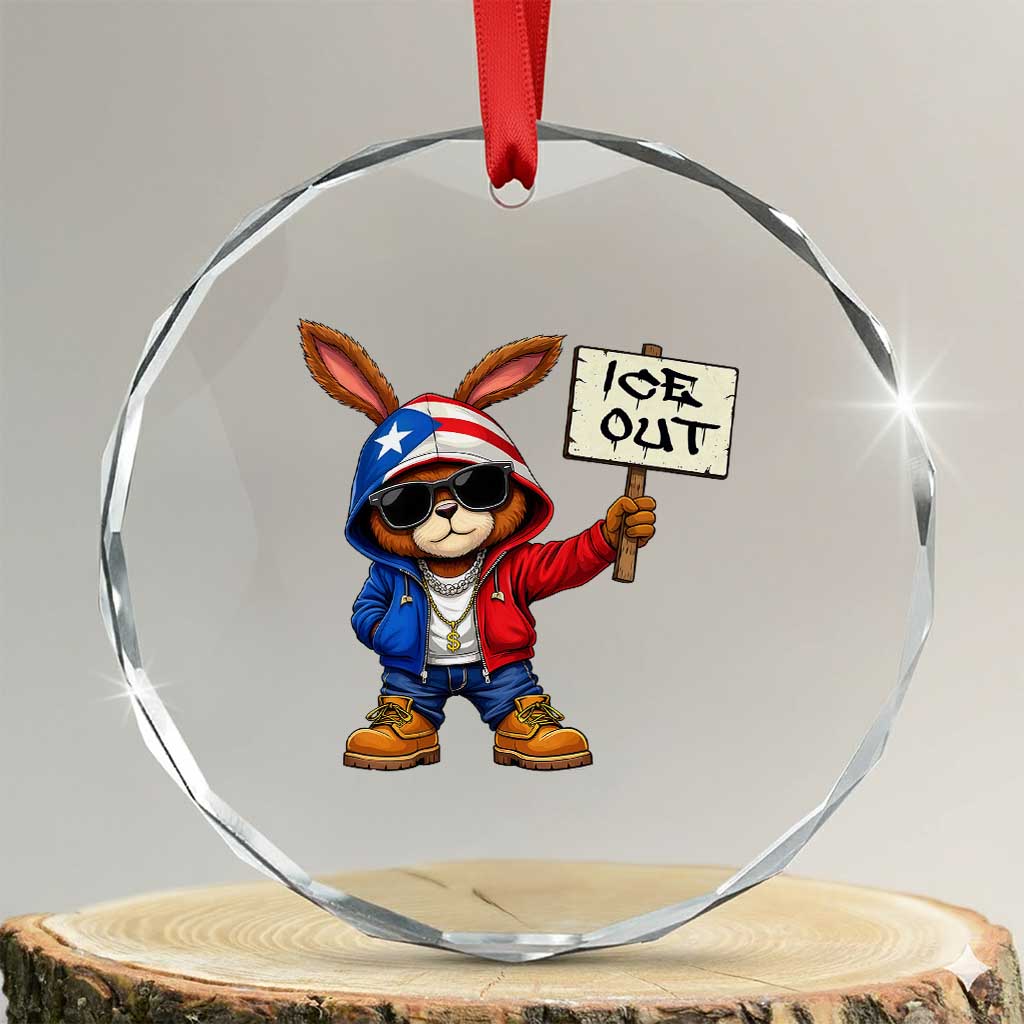 Bunny Ice Out Crystal Glass Ornament Protest Equality Puerto Rican Flag Hoodie