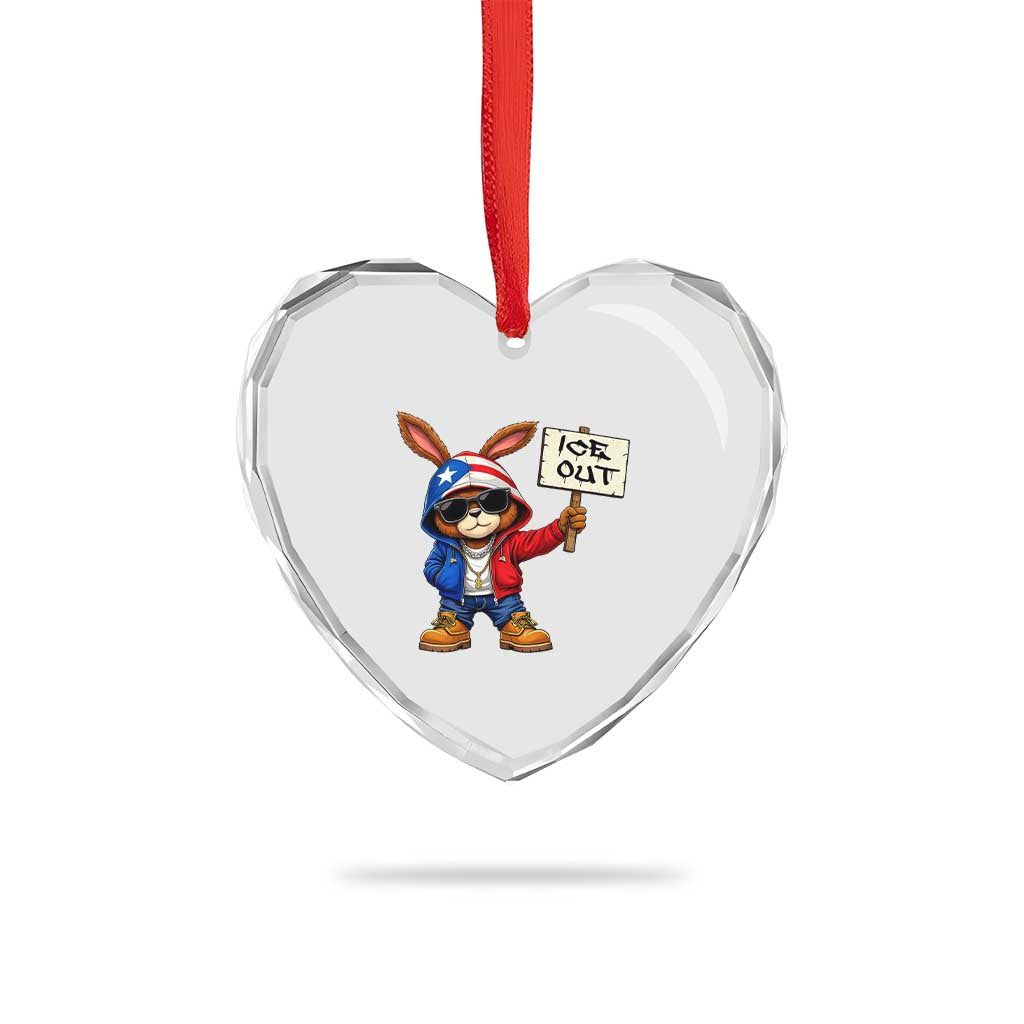 Bunny Ice Out Heart Crystal Glass Ornament Protest Equality Puerto Rican Flag Hoodie