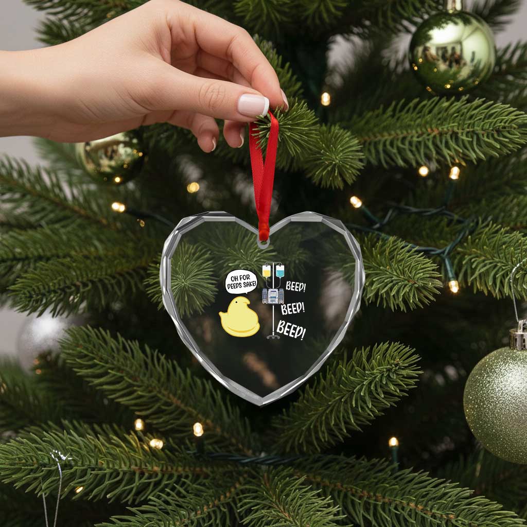 Bunny Nurse Heart Crystal Glass Ornament Funny Peep Nursing Easter Nurse Gift - Wonder Print Shop