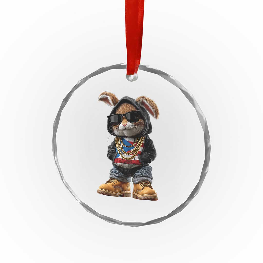 Bunny Puerto Rican Flag Crystal Glass Ornament Puerto Rican Taino Boricua Vibes