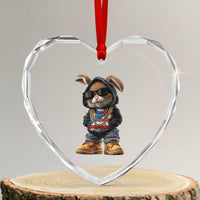 Bunny Puerto Rican Flag Heart Crystal Glass Ornament Puerto Rican Taino Boricua Vibes