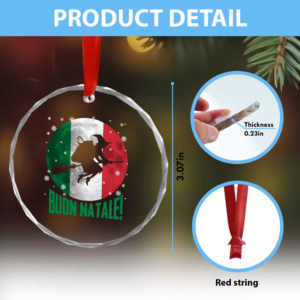 Buon Natale Italian Christmas Crystal Glass Ornament La Befana Italian Folklore Witch - Wonder Print Shop