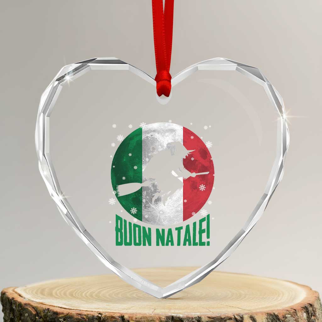Buon Natale Italian Christmas Heart Crystal Glass Ornament La Befana Italian Folklore Witch - Wonder Print Shop