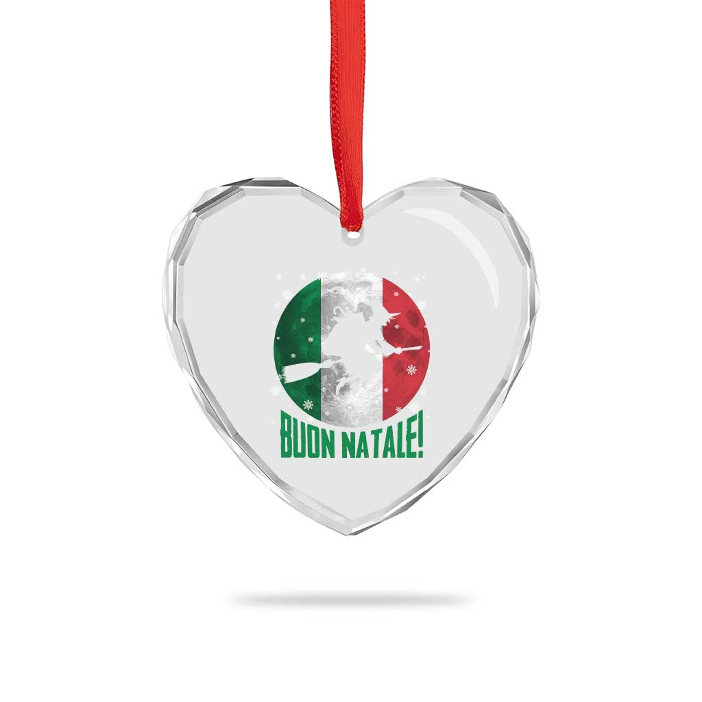Buon Natale Italian Christmas Heart Crystal Glass Ornament La Befana Italian Folklore Witch - Wonder Print Shop