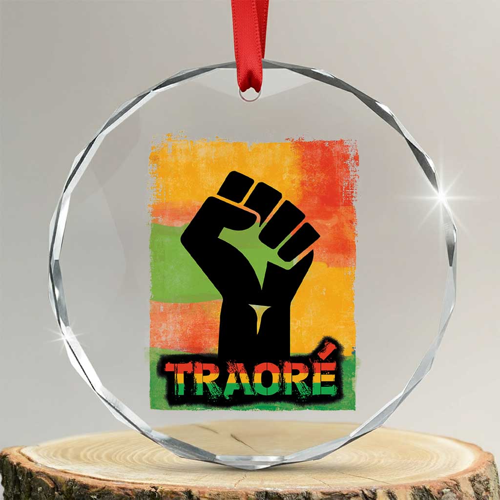 Burkina Faso Ibrahim Traoré Crystal Glass Ornament - Wonder Print Shop
