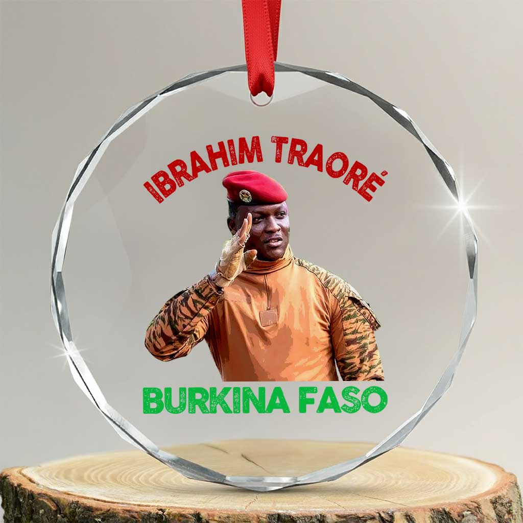Burkina Faso Ibrahim Traoré Thomas Sankara Crystal Glass Ornament - Wonder Print Shop