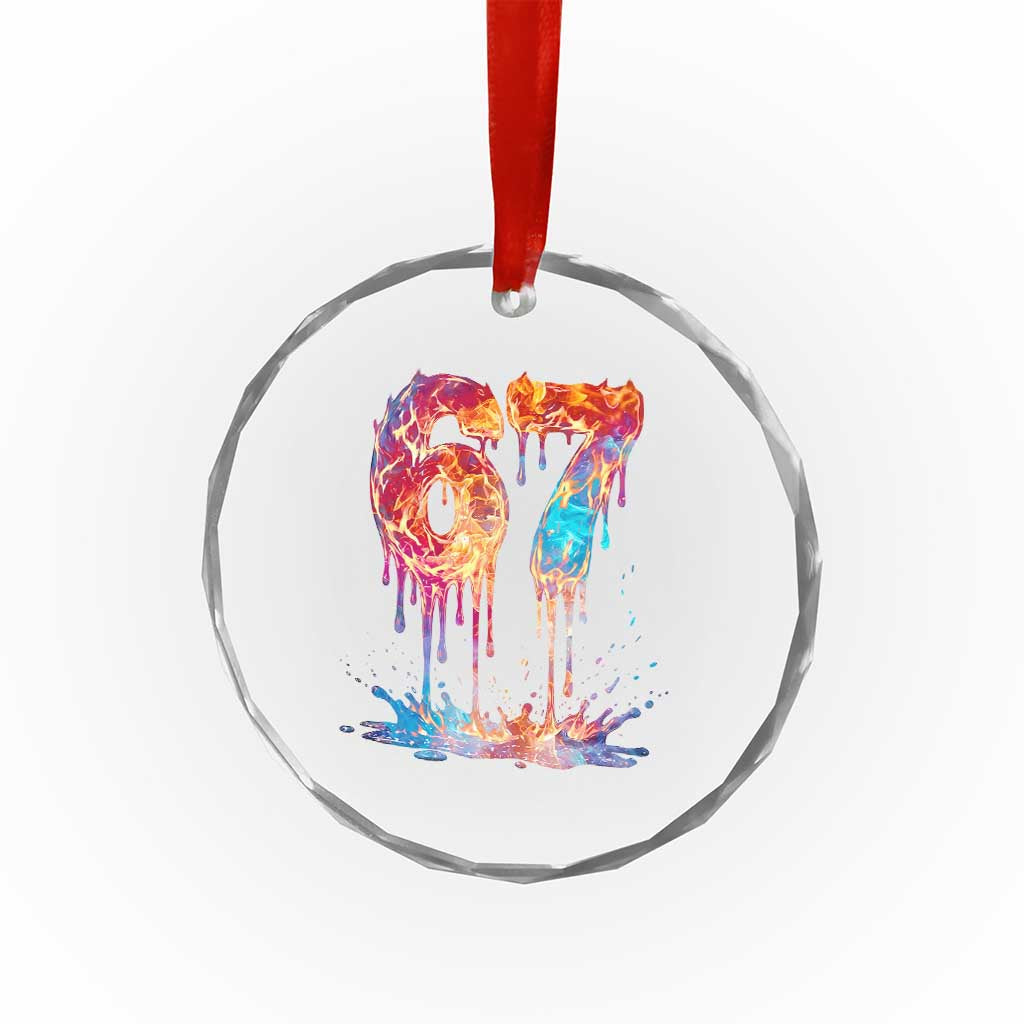 Burning Six Seven Crystal Glass Ornament Drip Fire Flame Meme