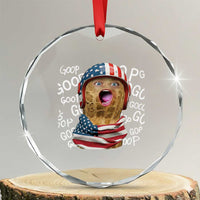 Burnt Peanut Goop Crystal Glass Ornament Patriotic American Flag - Wonder Print Shop