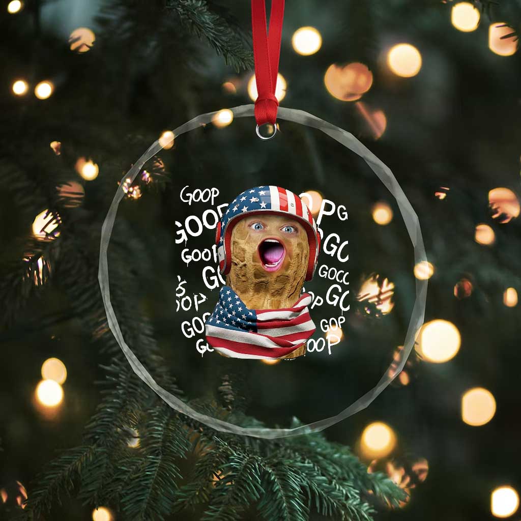 Burnt Peanut Goop Crystal Glass Ornament Patriotic American Flag - Wonder Print Shop