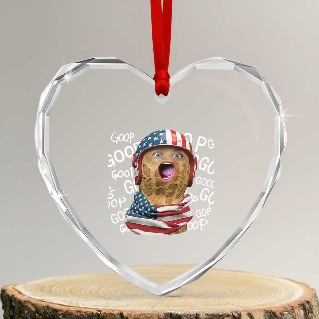 Burnt Peanut Goop Heart Crystal Glass Ornament Patriotic American Flag - Wonder Print Shop