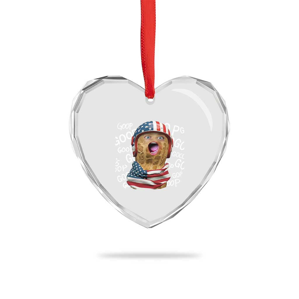 Burnt Peanut Goop Heart Crystal Glass Ornament Patriotic American Flag - Wonder Print Shop