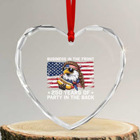 Business In The Front Party In The Back 250th Anniversary USA Heart Crystal Glass Ornament Patriotic Eagle Mullet