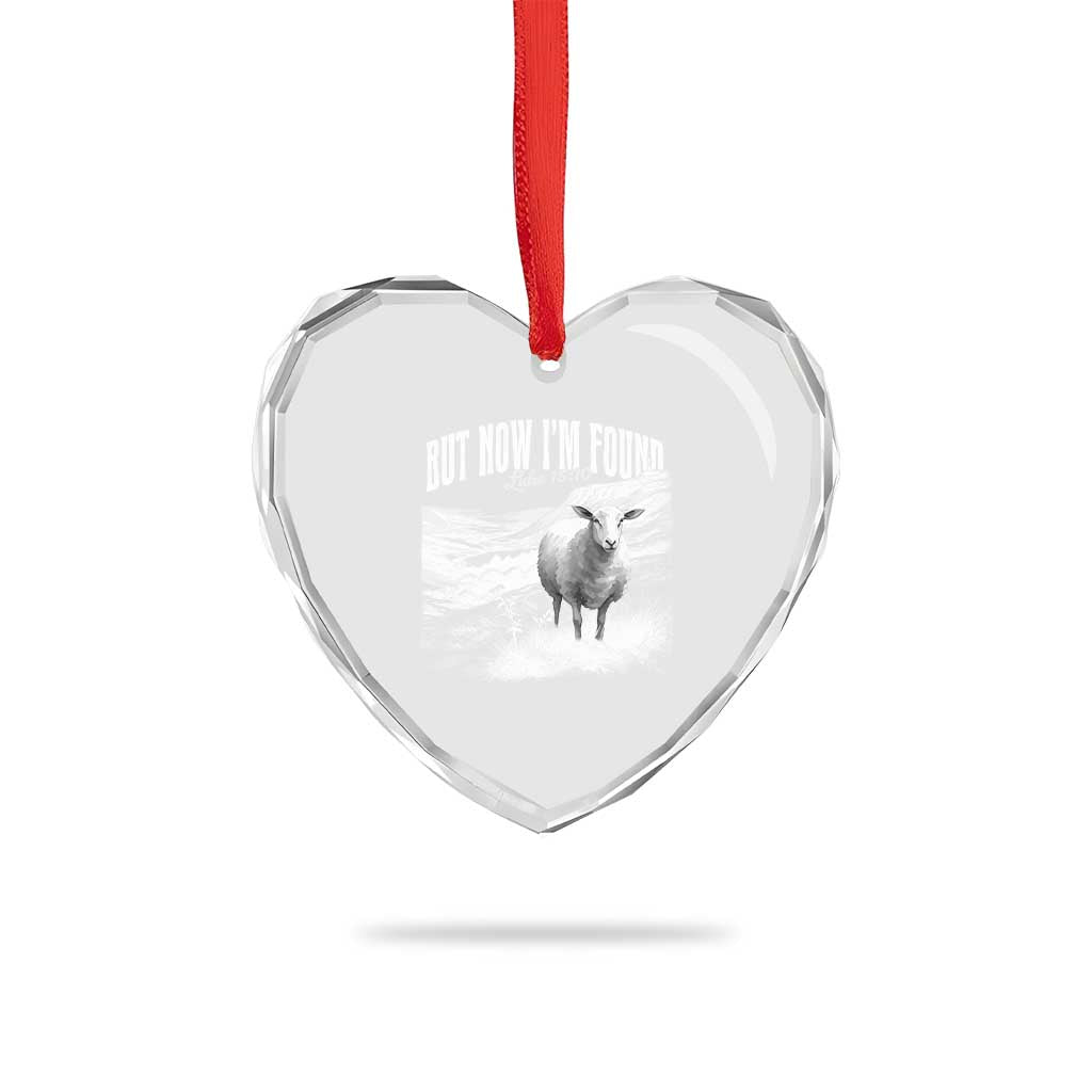 But Now I'm Found Heart Crystal Glass Ornament Christian Faith Sheep - Wonder Print Shop