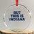 But This Is Indiana Crystal Glass Ornament Hoosier Basketball Fans Bold Blue and Gold - Wonder Print Shop