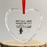 But Why Penguin Heart Crystal Glass Ornament Not All Who Wander Are Lost