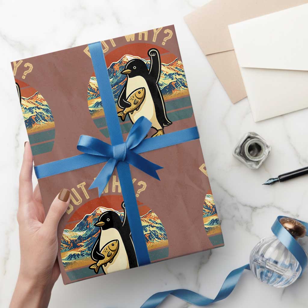 But Why Penguin Wrapping Paper Roll Nihilist Penguin Mountain Hiking