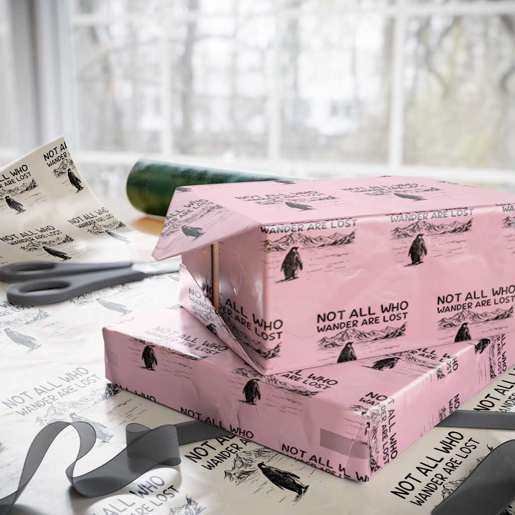 But Why Penguin Wrapping Paper Roll Not All Who Wander Are Lost