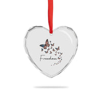 Butterfly Of Freedom American Pride Heart Crystal Glass Ornament