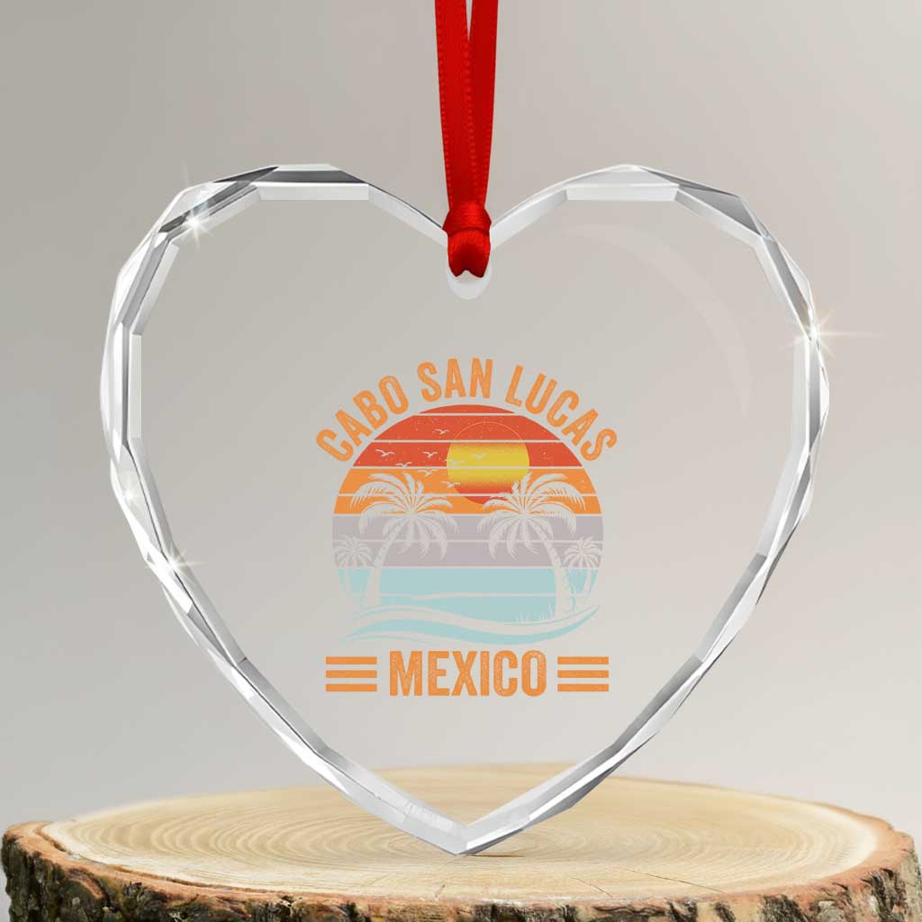 Cabo San Lucas Mexico Heart Crystal Glass Ornament Beach Summer Vacation Family Trip Retro 70s - Wonder Print Shop