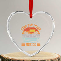 Cabo San Lucas Mexico Heart Crystal Glass Ornament Beach Summer Vacation Family Trip Retro 70s - Wonder Print Shop