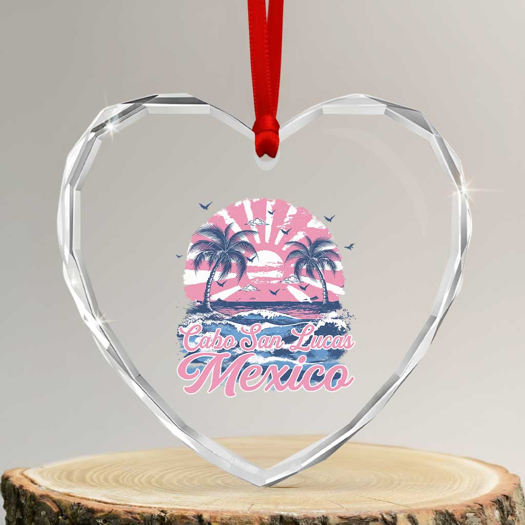 Cabo San Lucas Mexico Heart Crystal Glass Ornament Vintage Retro Beach Summer Vacation Family Trip - Wonder Print Shop