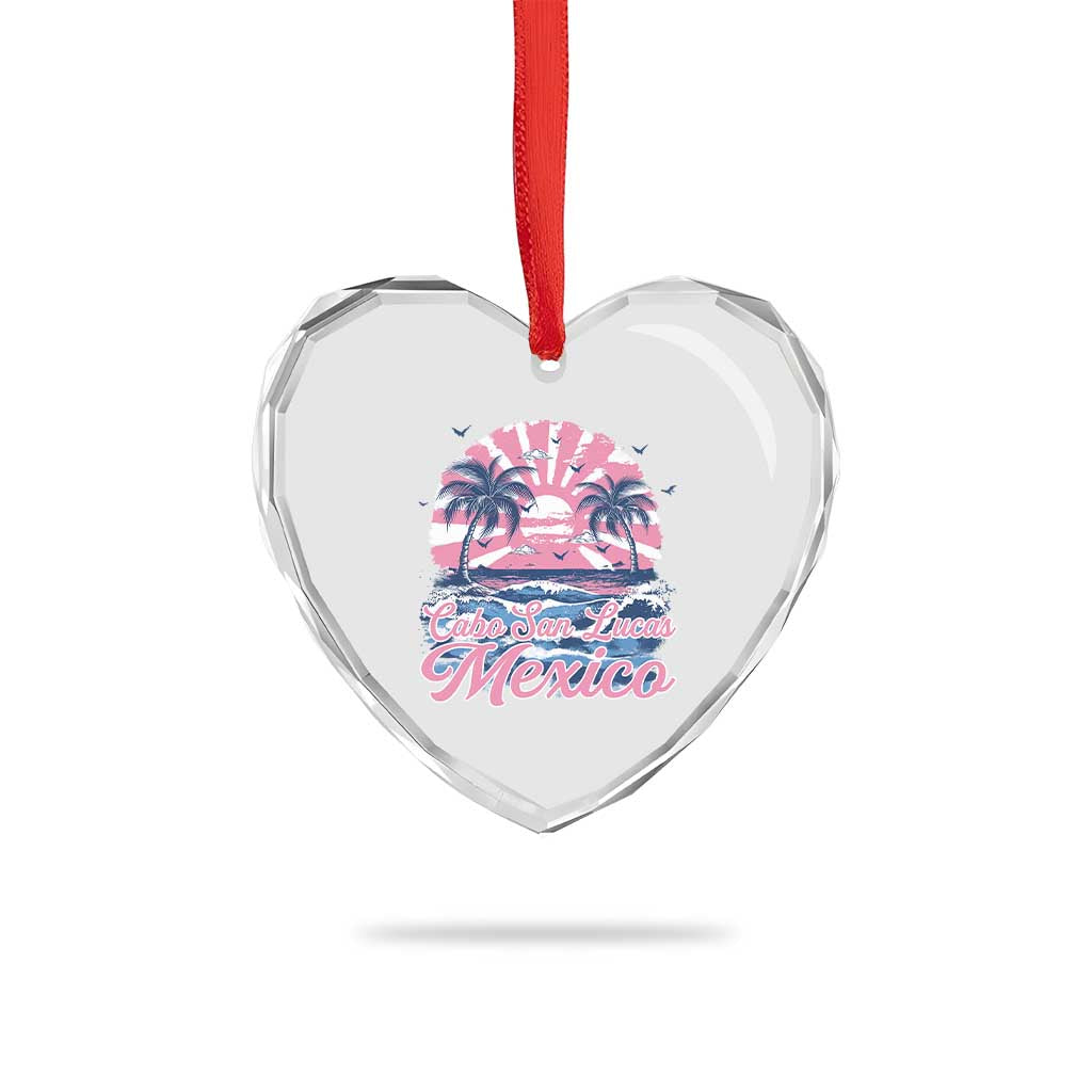 Cabo San Lucas Mexico Heart Crystal Glass Ornament Vintage Retro Beach Summer Vacation Family Trip - Wonder Print Shop