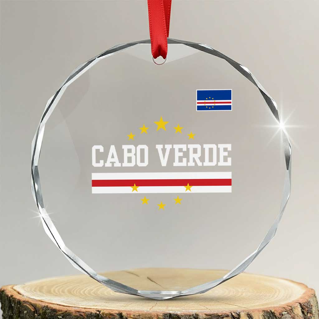 Cabo Verde Athletic Varsity Style Crystal Glass Ornament Cape Verde Flag Stars National Pride