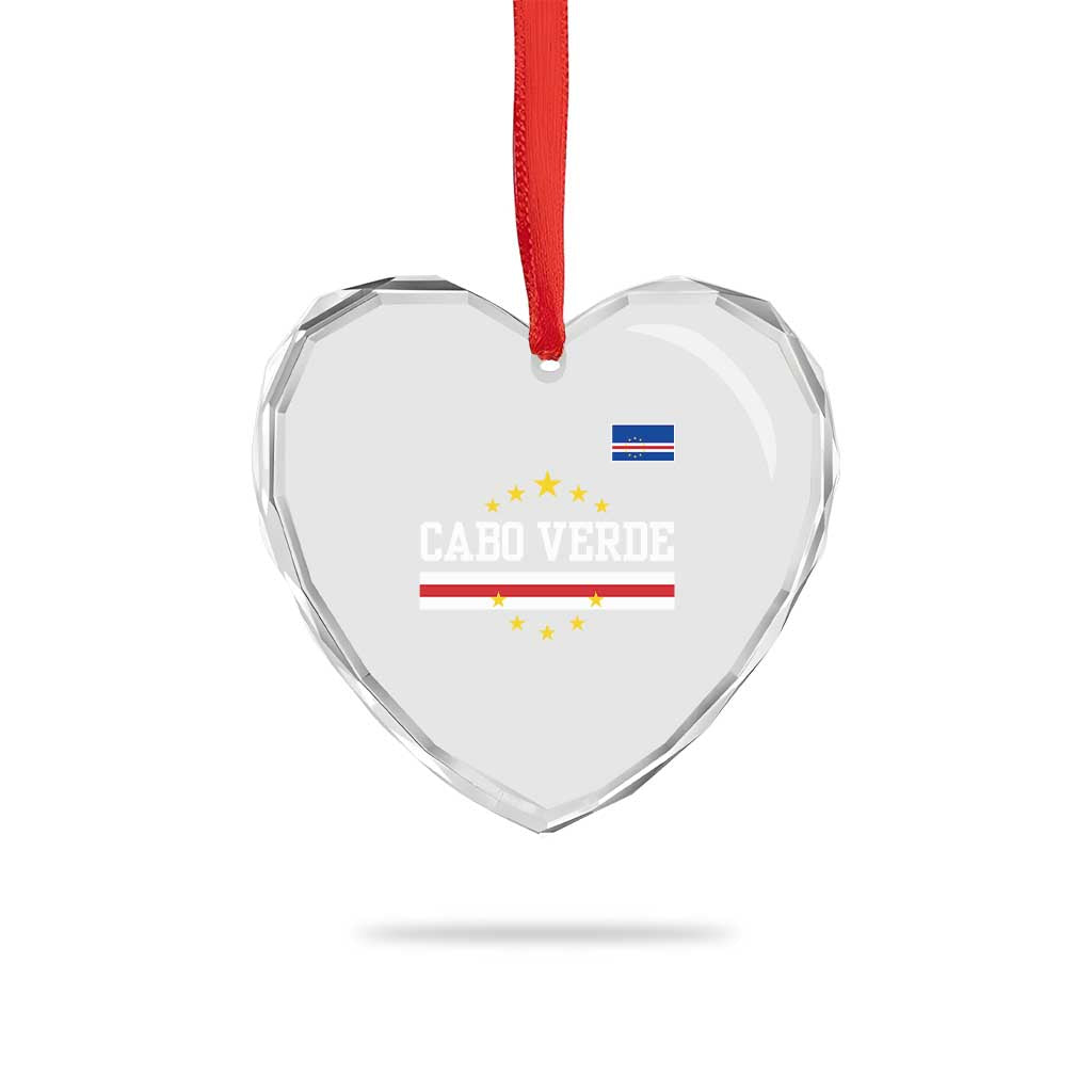 Cabo Verde Athletic Varsity Style Heart Crystal Glass Ornament Cape Verde Flag Stars National Pride