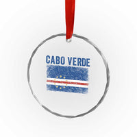 Cabo Verde Distressed Flag National Pride Crystal Glass Ornament Cape Verde Heritage Pride Retro Grunge Graphic