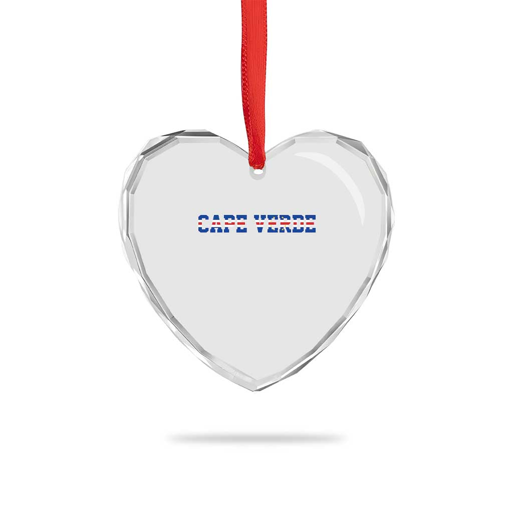 Cabo Verde Flag Cabo Verdean Pride Heart Crystal Glass Ornament
