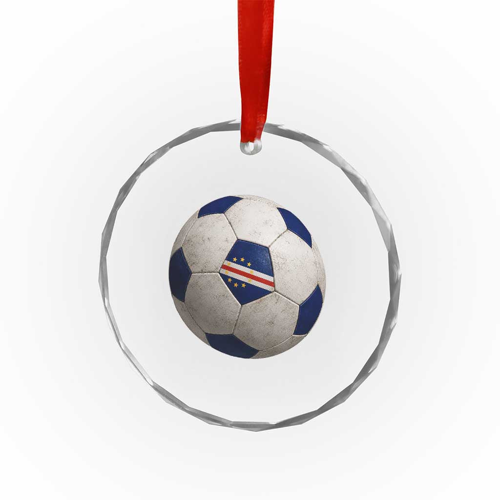 Cabo Verde Football Vintage Soccer Ball Graphic Crystal Glass Ornament