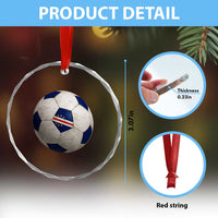 Cabo Verde Football Vintage Soccer Ball Graphic Crystal Glass Ornament