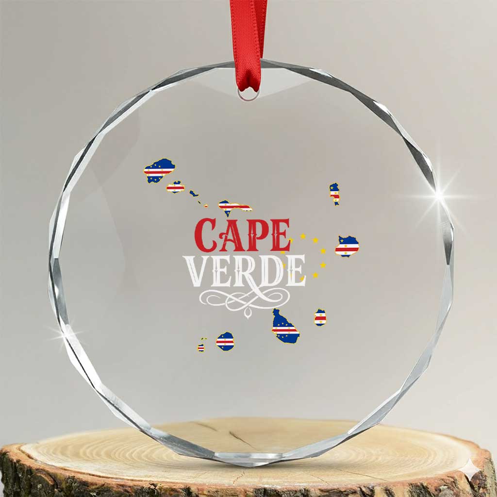 Cabo Verde Islands Flag Map Crystal Glass Ornament Cape Verde Vintage Pride