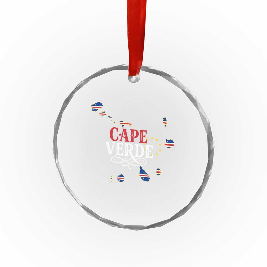 Cabo Verde Islands Flag Map Crystal Glass Ornament Cape Verde Vintage Pride