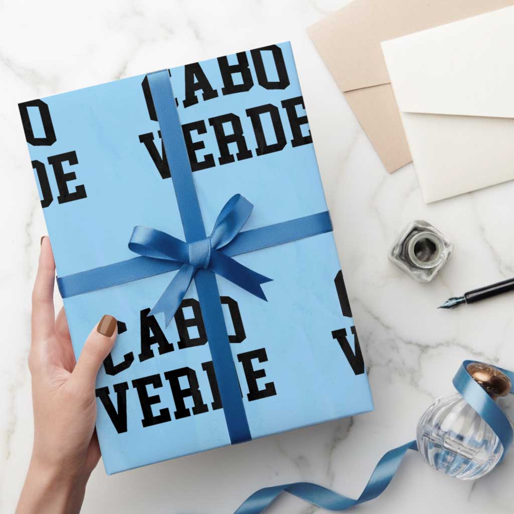 Cabo Verde Returns Home National Pride Varsity Style Wrapping Paper Roll Cape Verde Minimalist Text Graphic