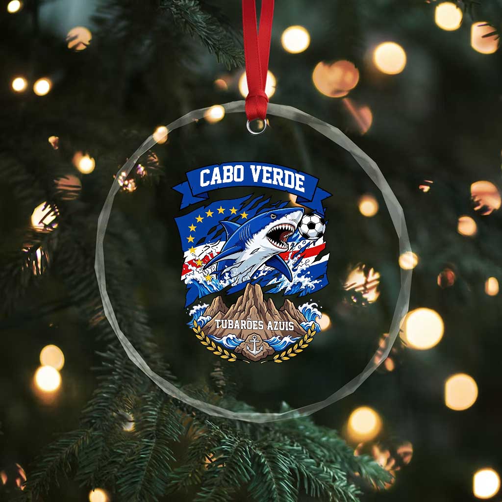 Cabo Verde Tubarões Azuis Soccer Pride Crystal Glass Ornament Cape Verde Blue Sharks Football Fans
