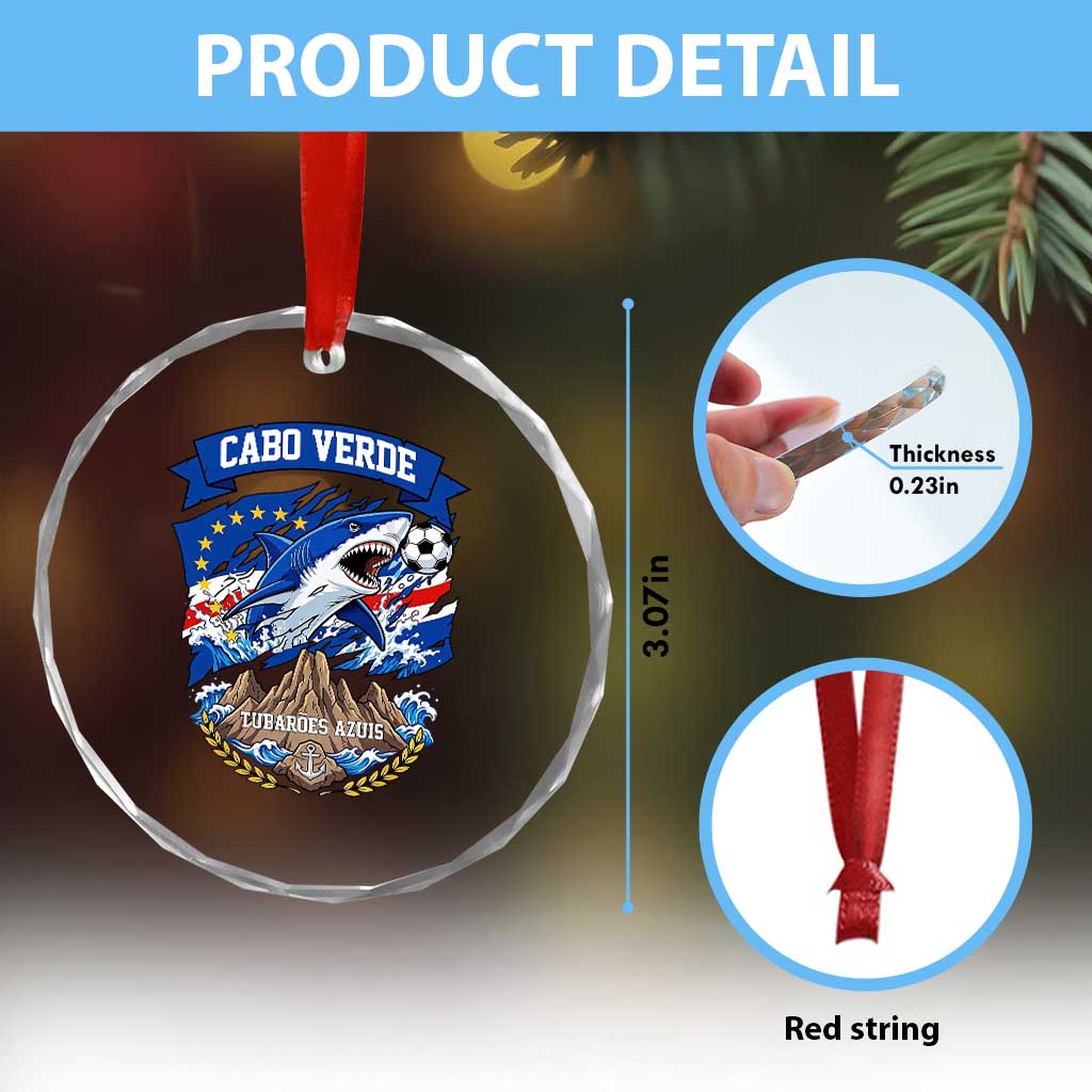 Cabo Verde Tubarões Azuis Soccer Pride Crystal Glass Ornament Cape Verde Blue Sharks Football Fans