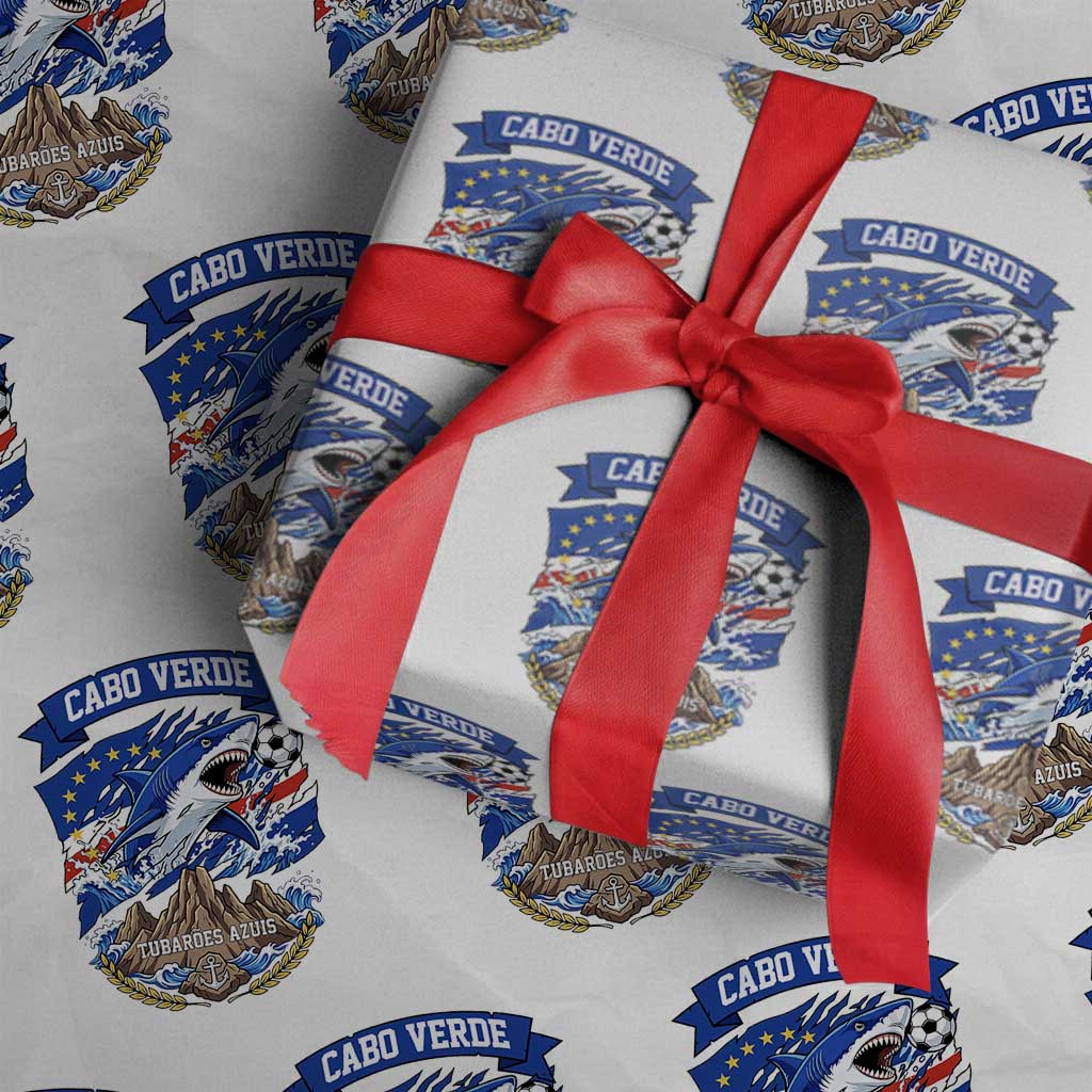 Cabo Verde Tubarões Azuis Soccer Pride Wrapping Paper Roll Cape Verde Blue Sharks Football Fans