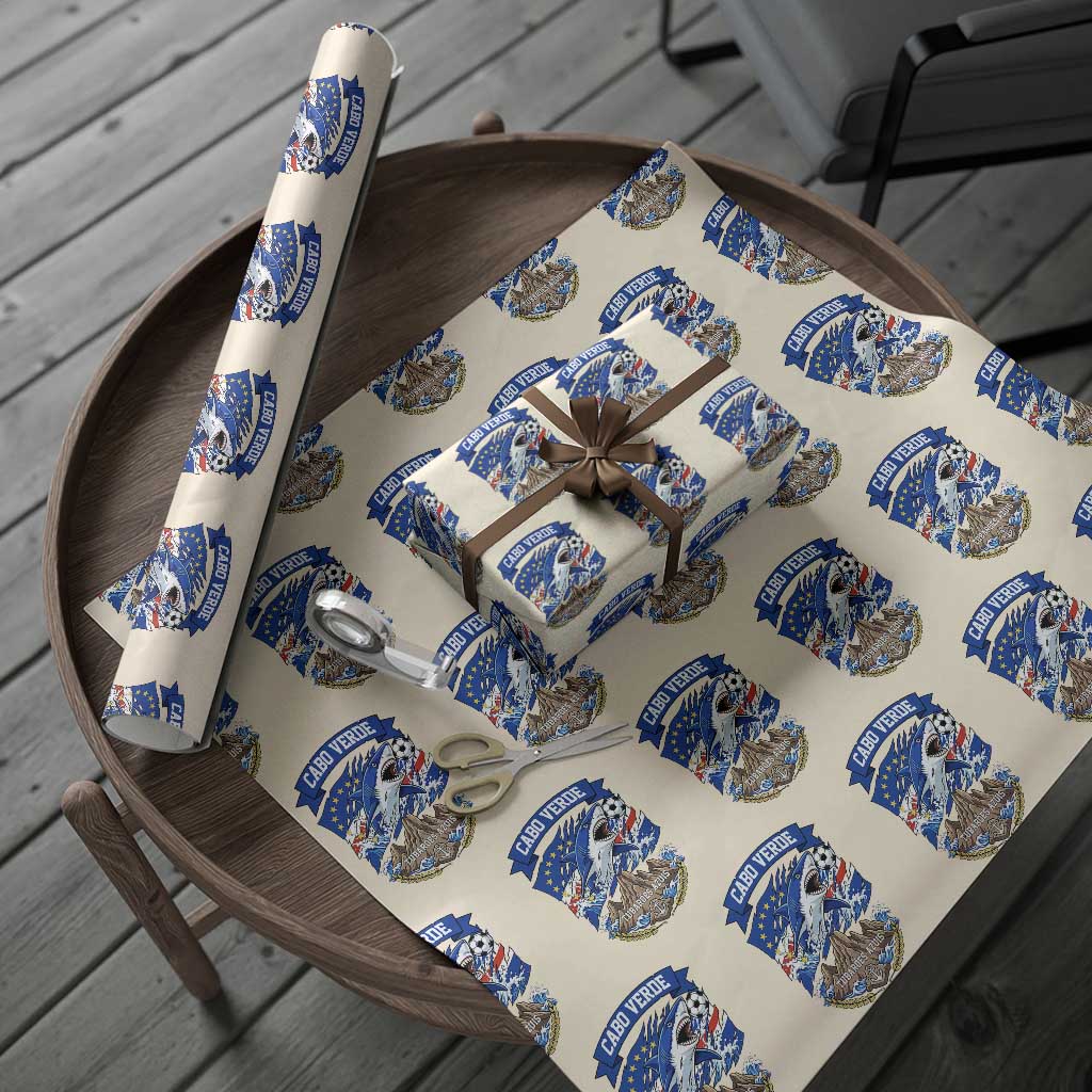 Cabo Verde Tubarões Azuis Soccer Pride Wrapping Paper Roll Cape Verde Blue Sharks Football Fans