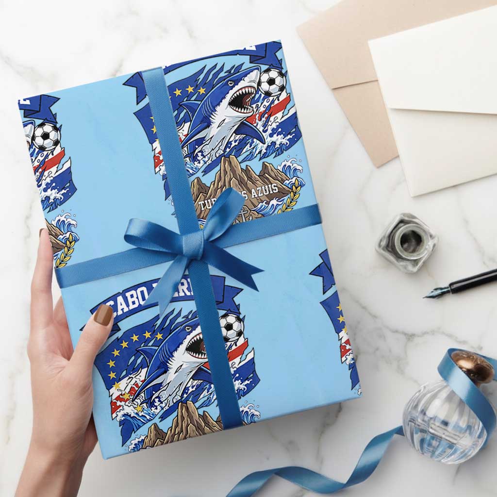 Cabo Verde Tubarões Azuis Soccer Pride Wrapping Paper Roll Cape Verde Blue Sharks Football Fans